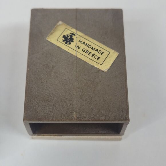 Vintage Satyr Matchbox Handmade in Greece Ceramic Top Drawer Holder Blue White - Picture 6 of 13